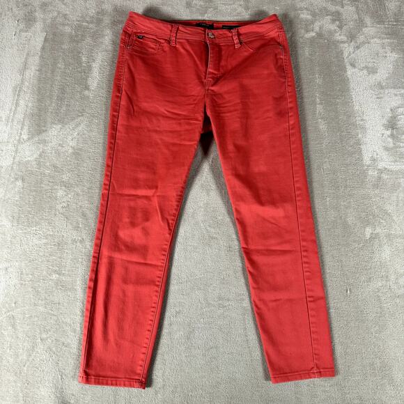 Curve Appeal Pants Women 10 Red Minimalist Jegging Chino Denim Flat Front Skinny - Picture 1 of 10